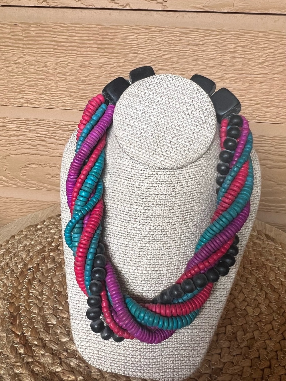 Multicolor Beaded Twist Statement Necklace - Women Jewelry